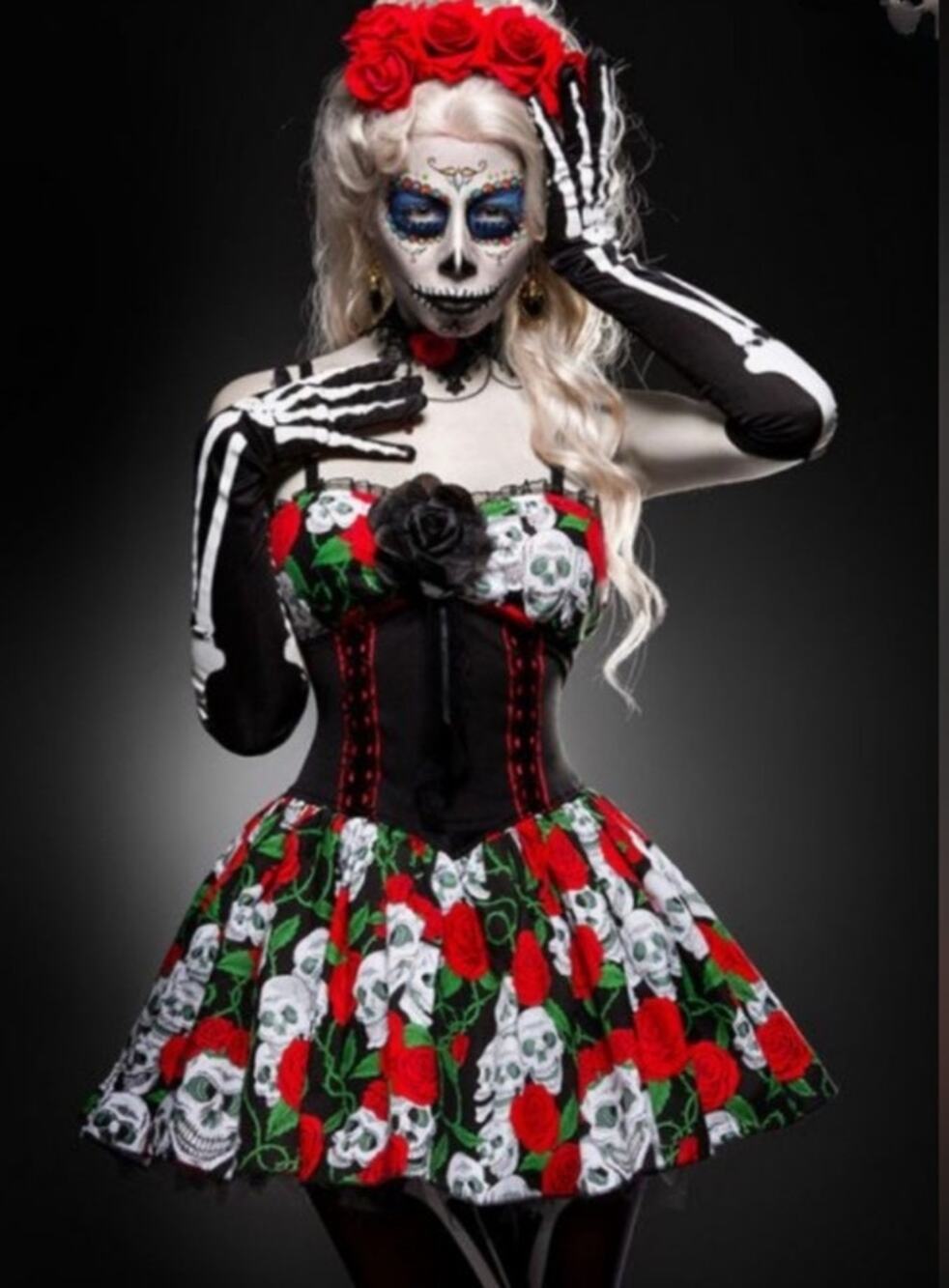 Lip Service Sugar Skull Corset Dress Goth Punk Mini XS